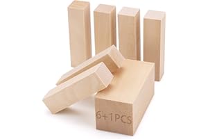 SOKOSEY 7 Pcs Basswood Blocks for Carving & Whittling - 2 Sizes (4x1x1 & 4x2x2 Inches), Premium Wood Set, Ideal for Crafts, Model Building, and Artisans (Carving & Whittling Wood)