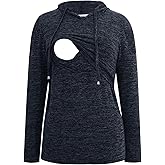 Smallshow Women's Nursing Tops Sweatshirt Long Sleeve Breastfeeding Shirt Hoodie
