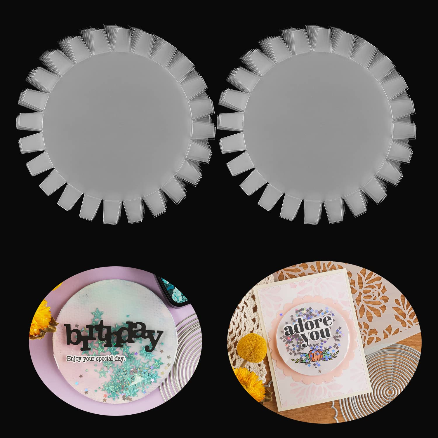 20 Pack Flat Shaker Covers for Card Making 4.25‘’ Round Clear Flat Shaker Covers for Shaker Cards Making Plastic Transparent Shaker Creator Acetate Sheets Arts Crafts Projects DIYScrapbooking Supplies