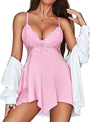 Avidlove Women Satin Lingerie Lace Silk Nightgown