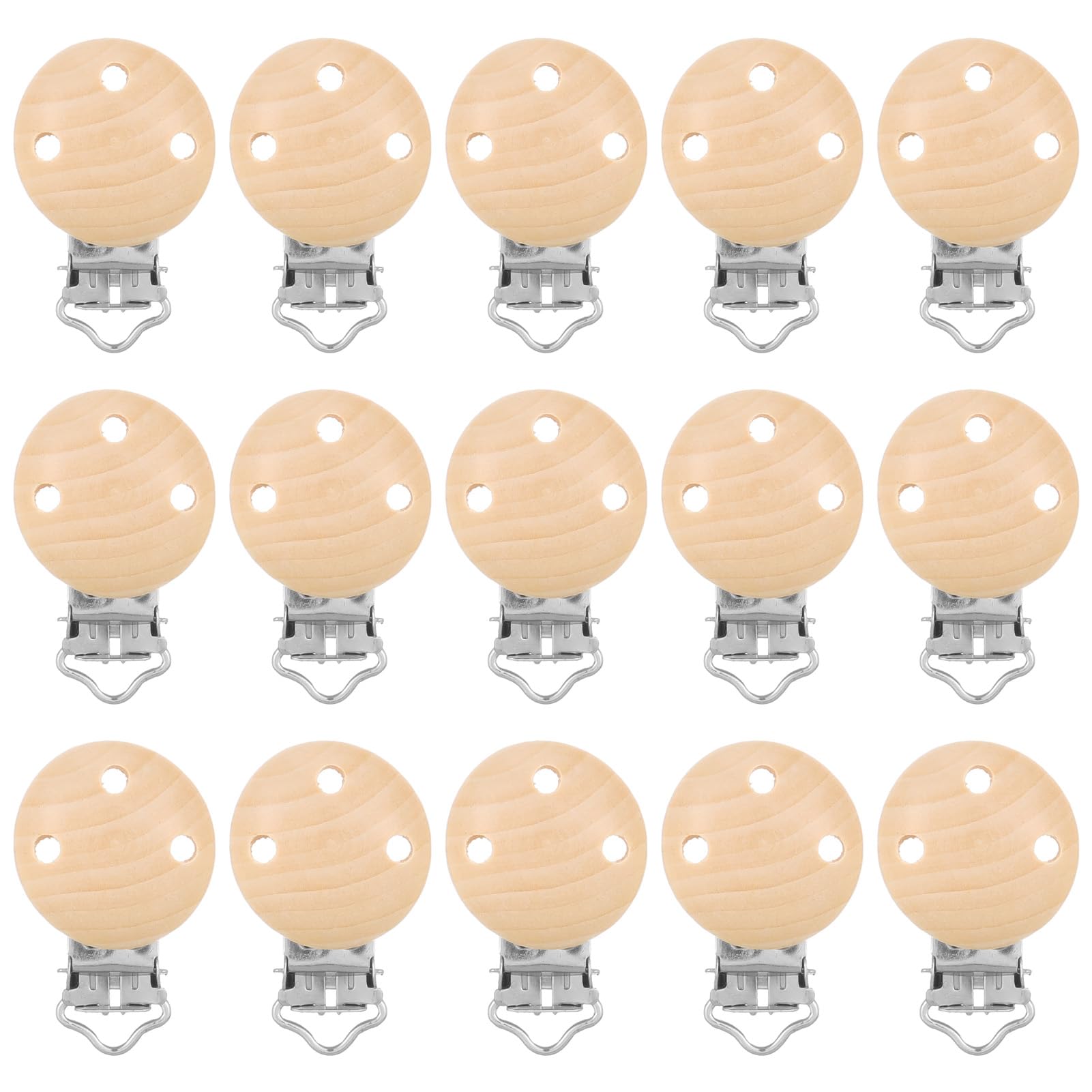 15 Pieces Baby Pacifier Clips Wooden Dummy Clips Soother Wood for Attached to Clothes and Baby Suspender Soother Clasps