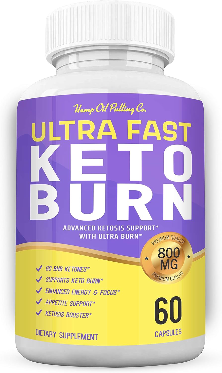 Ultra Fast Keto Boost Pills - Keto Burn - Advanced BHB Ketogenic Supplement - 60 Ct - 800mg - Top Exogenous Ketones Ketosis for Men Women