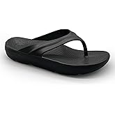 Pure Stride Therapeutic Flip Flops, Orthotic Thong Sandals for Plantar Fasciitis, Metatarsal and Heel Spurs, Feet Pain Relief and Arch Support - Black, Women’s Size 6