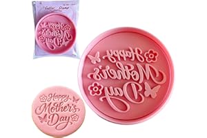 Happy Mother's Day 3D Cookie Cutter and Stamp, 3D Embossed Mold for Fondant, Cookies, Cold Dough, and Crafts, 3.15 Inches for