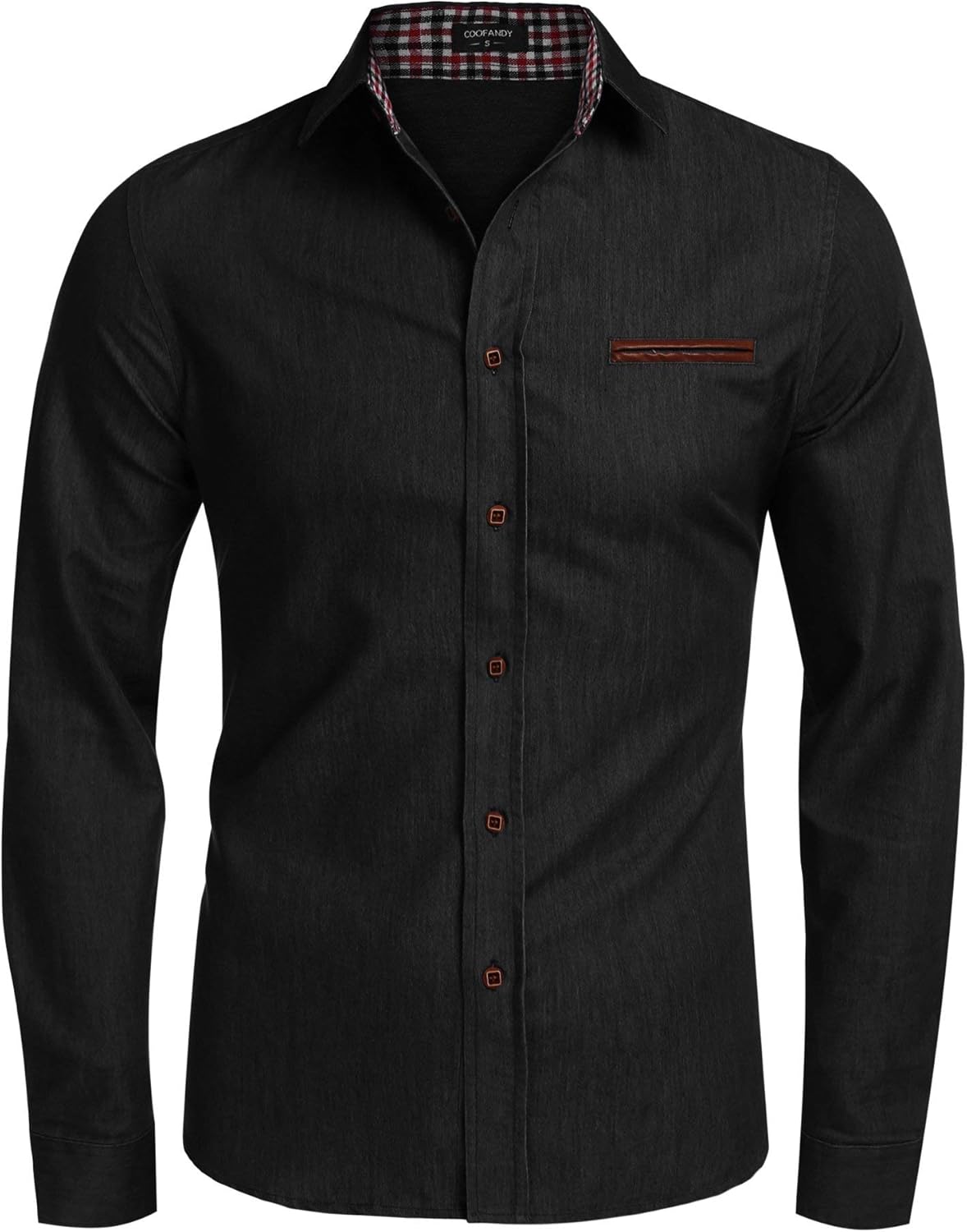 COOFANDY Men's Casual Dress Shirt Button Down Shirts Long-Sleeve Denim Work Shirt: Clothing