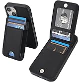 KIHUWEY for iPhone 15 Case Wallet with Card Holder, Large Capacity RFID Blocking Flip PU Leather Kickstand Magnetic Clasp Shockproof Protection Credit Card Slots Cover 6.1 Inch (Black)