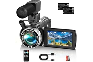 YOTOMIGUO 4K Video Camera Camcorder 48MP, 3.0" Touch Screen,18X Digital Zoom IR Night Vision with Microphone/Remote Control/ 32G Card/ 2 Batteries