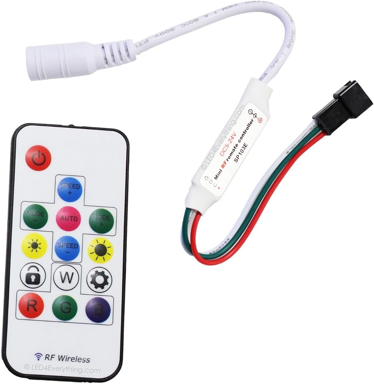 LED4Everything (TM) SP103E Mini-RF Wireless Remote Controller for LED Strip WS2811 WS2812B DC12V 5V