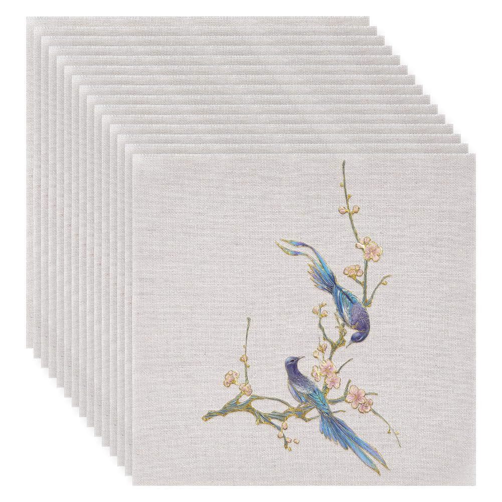 BENECREAT 20 Sheets White Square Linen Embroidery Fabric, 25x25cm Stitch Embroidery Cloth Needlework Fabric for Garments Crafts Accessories