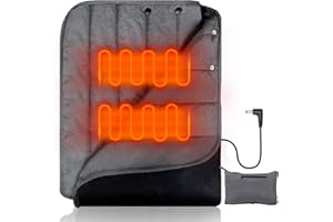 Goallim Portable Heated Blanket DC 7.4V Port, 3 Heat Settings DC Heated Blanket 3Hrs Auto Off, 58”x38” Overheat Protection Fast Heating Outdoor Electric Heated Blanket Throw(Battery Pack Not Included)