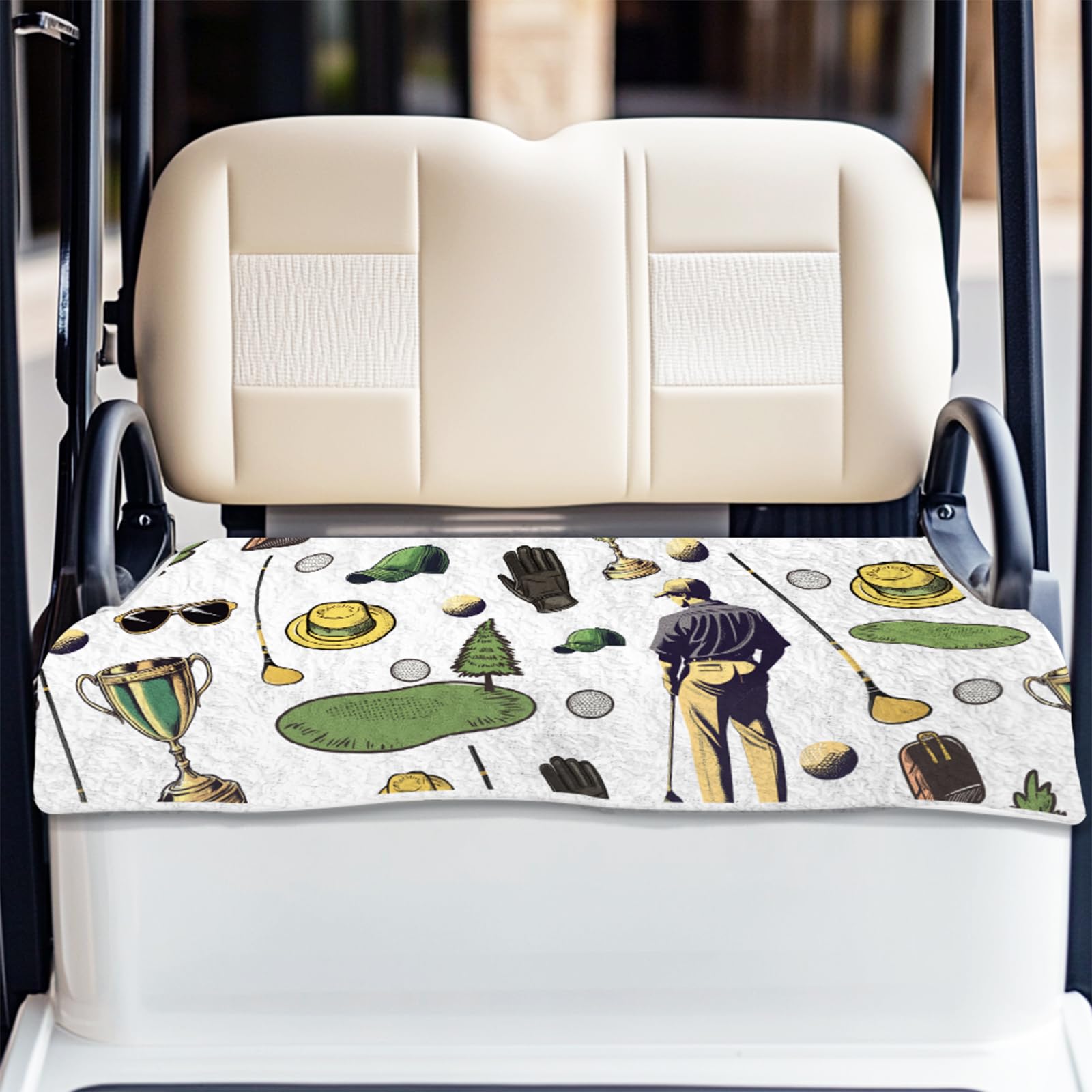 ORIGACH Golf Cart Seat Covers, Microfiber Comfortable Golf Cart Seat Blanket, Summer Club Golf Cart Towel Seat Covers for 2-Person Seats, Golf Cart Accessories, 78.5 x 130cm