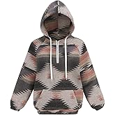 VIEWON Women's Casual Half Zip Aztec Print Western Ethnic Long Sleeve Warm Loose Pullover Hoodie Sweatshirt