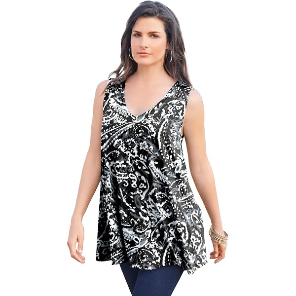 ROAMAN'S Tank Top Blouse Size 14W Womans Black Sleeveless Back...