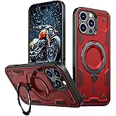 Yamink for iPhone 16 Pro Max Case Magnetic,Hybrid 2 in 1 Protective Slim Fit Sturdy Shockproof Phone Case with Invisible Magnetic Kickstand for iPhone 16 Pro Max Case 6.9 Inch,Red