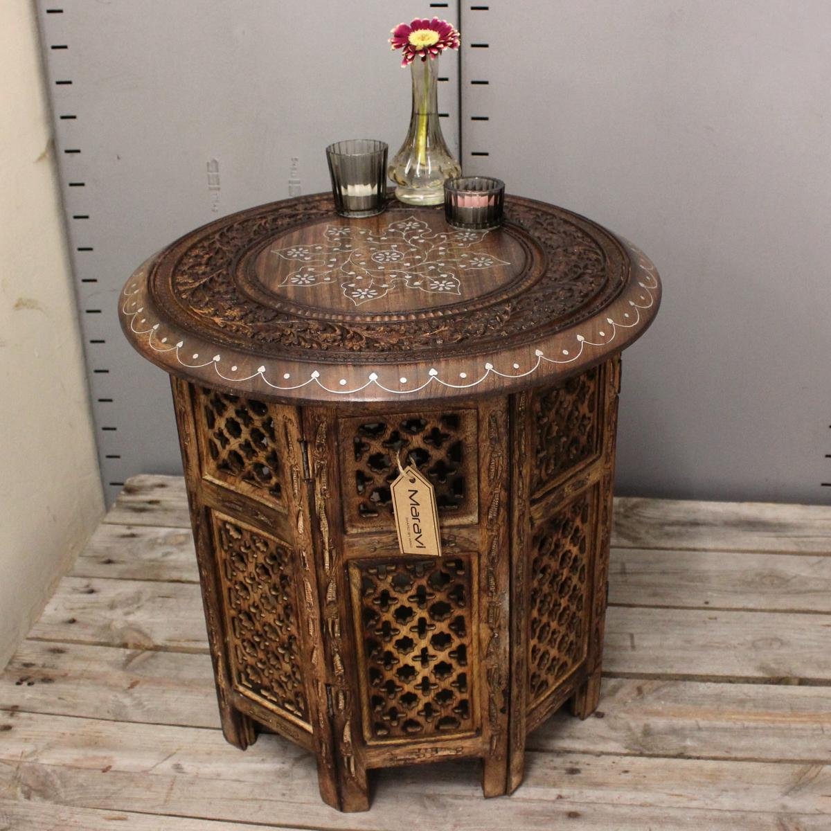 Best cotton craft jaipur solid wood hand carved accent coffee table