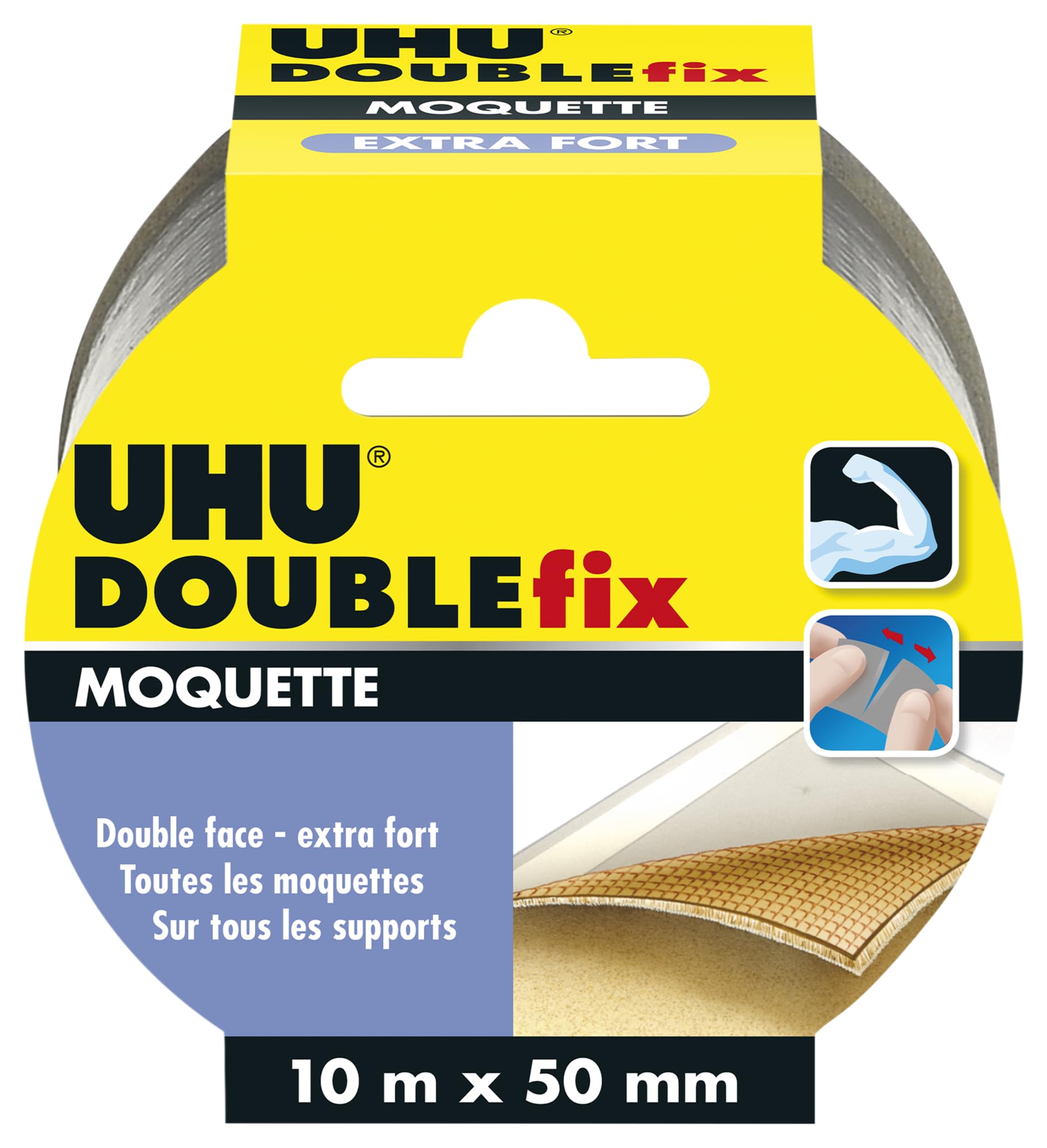UHU Doublefix 10m x 50mm Extra Strong Double Sided Carpet Tape