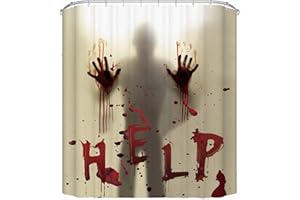 CHICHIC 71 Inch x 71 Inch Halloween Shower Curtain Liner Window Curtains, Help Me with Bloodys Hands for Halloween Decorations Theme Decor Props Bathroom