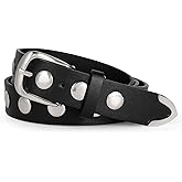 WERFORU Women Fashion Leather Belt Studded Leather Belt Ladies Belts for Jeans Dress Punk Belt