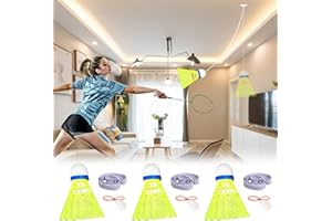 GBSELL Indoor Study Badminton Set for Badminton Lover Beginner, Automatic Badminton Practice Equipment Set, Ceiling Hanging Badminton Single Player Badminton Service Room