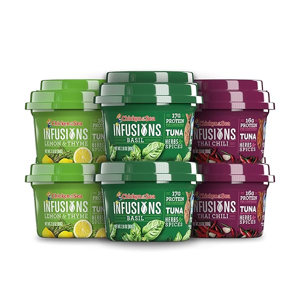 CHICKEN OF THE SEA INFUSIONS TUNA, 2.8 OUNCE CUPS (PACK OF 6), 3 FLAVOR VARIETY PACK, WILD CAUGHT TUNA