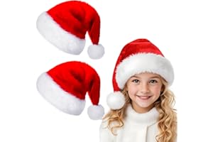 Bnikion Red Santa Hat for Kids 2 Pack Children Christmas Hats Plush Xmas Hat for Child Christmas New Year Party