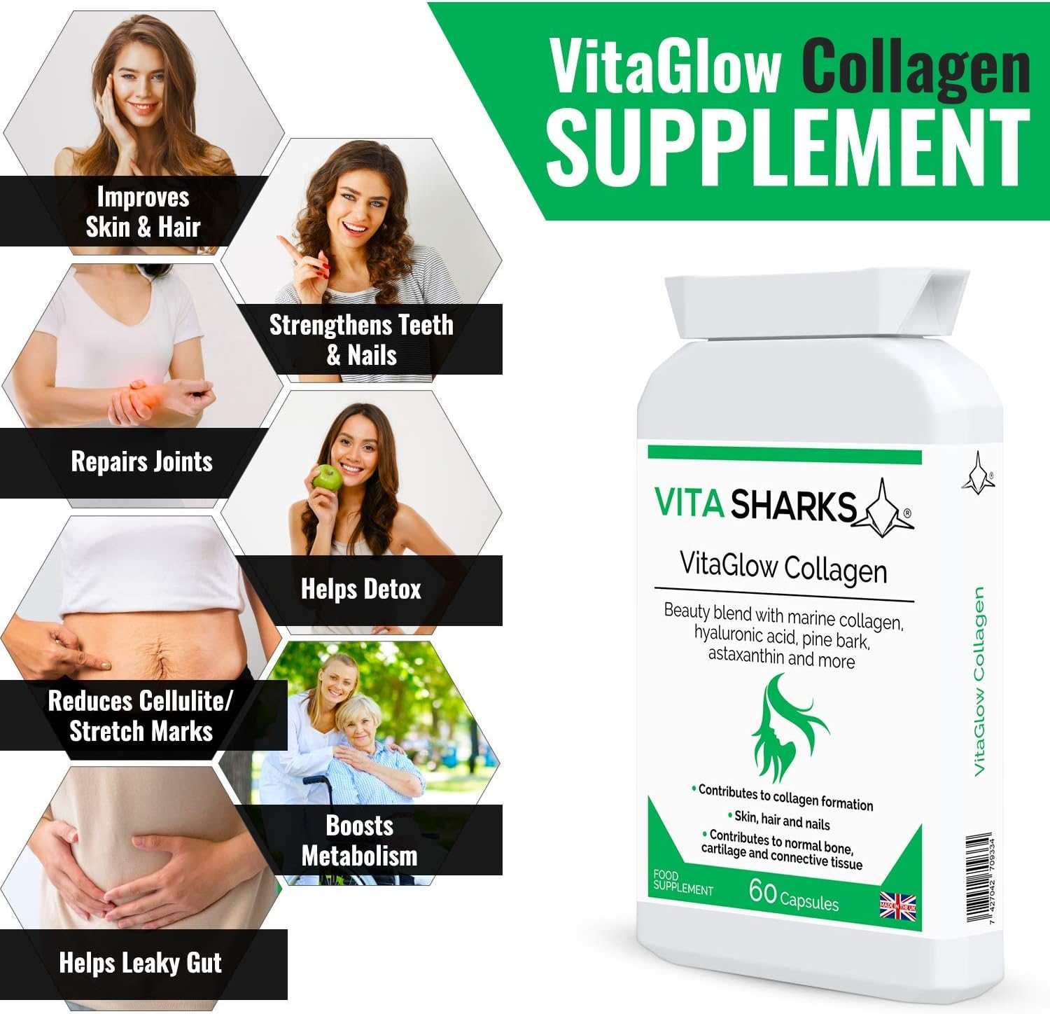 VitaGlow Collagen, Anti-Ageing Tablets with Biotin for Beautiful & Youthful, Glowing Skin, Hair, Nails - Image 3
