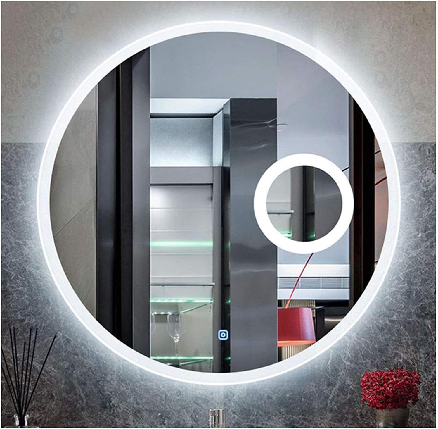 JKFZD Interruptor Iluminado con Luz LED para Baño/Dormitorio, Espejo de