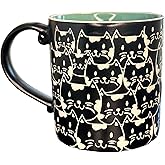 Cat Lovers Mug, Various Cute Kittens Pattern Mug, Ceramic Tea Coffee Cup, Dishwasher Microwave Safe (Black, 20oz)