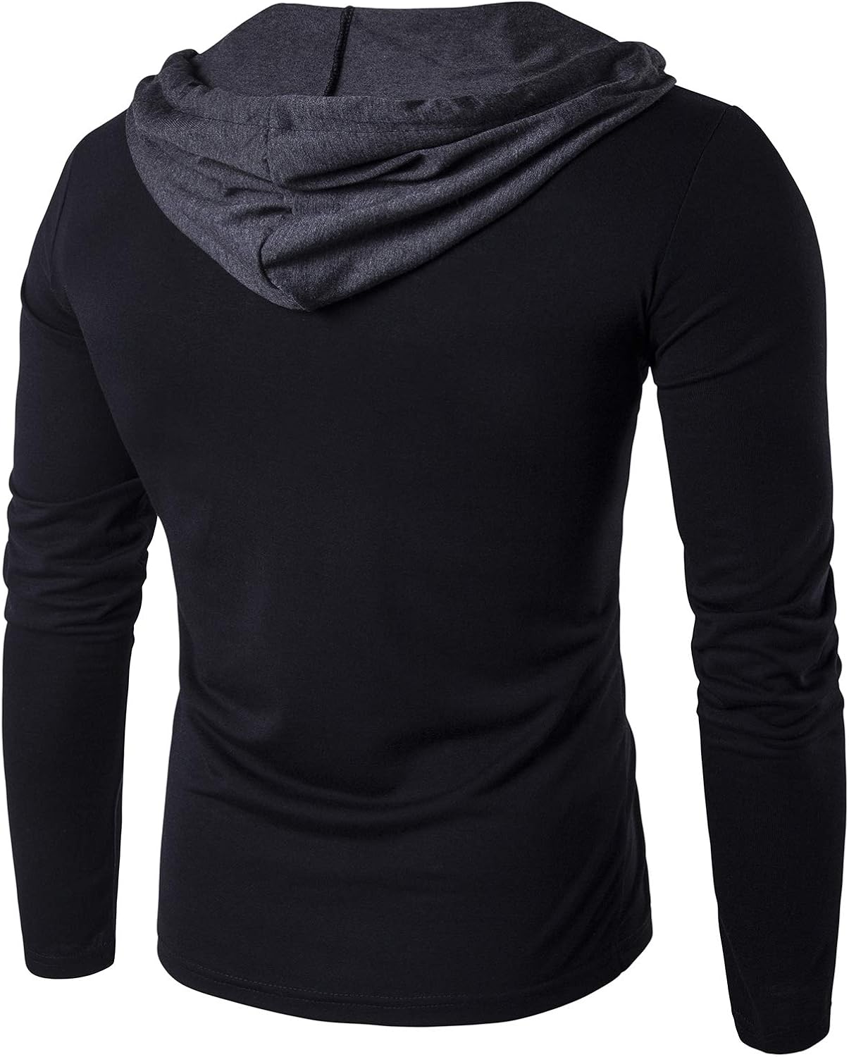 QPNGRP Mens Long Sleeve Hooded T-Shirt Slim Fit Pullover Hoodie Shirt: Clothing