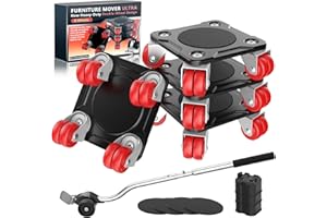 WOUOW Furniture Mover Ultra with 8 Wheels – Upgraded Double-Wheel Design, Carbon Steel Panel Heavy Duty Dolly with Lifter, Max Load 2200 LBS, More Stable & Smoother Moves (5.5×5.5 in)