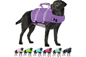 AOFITEE Dog Life Jacket High Flotation, Dog Life Vest for Swimming, Reflective Medium Dog Swimming Vest, Adjustable Dogs Swimsuit Lifesaver with Zipper and Rescue Handle for Small Medium Large Dogs