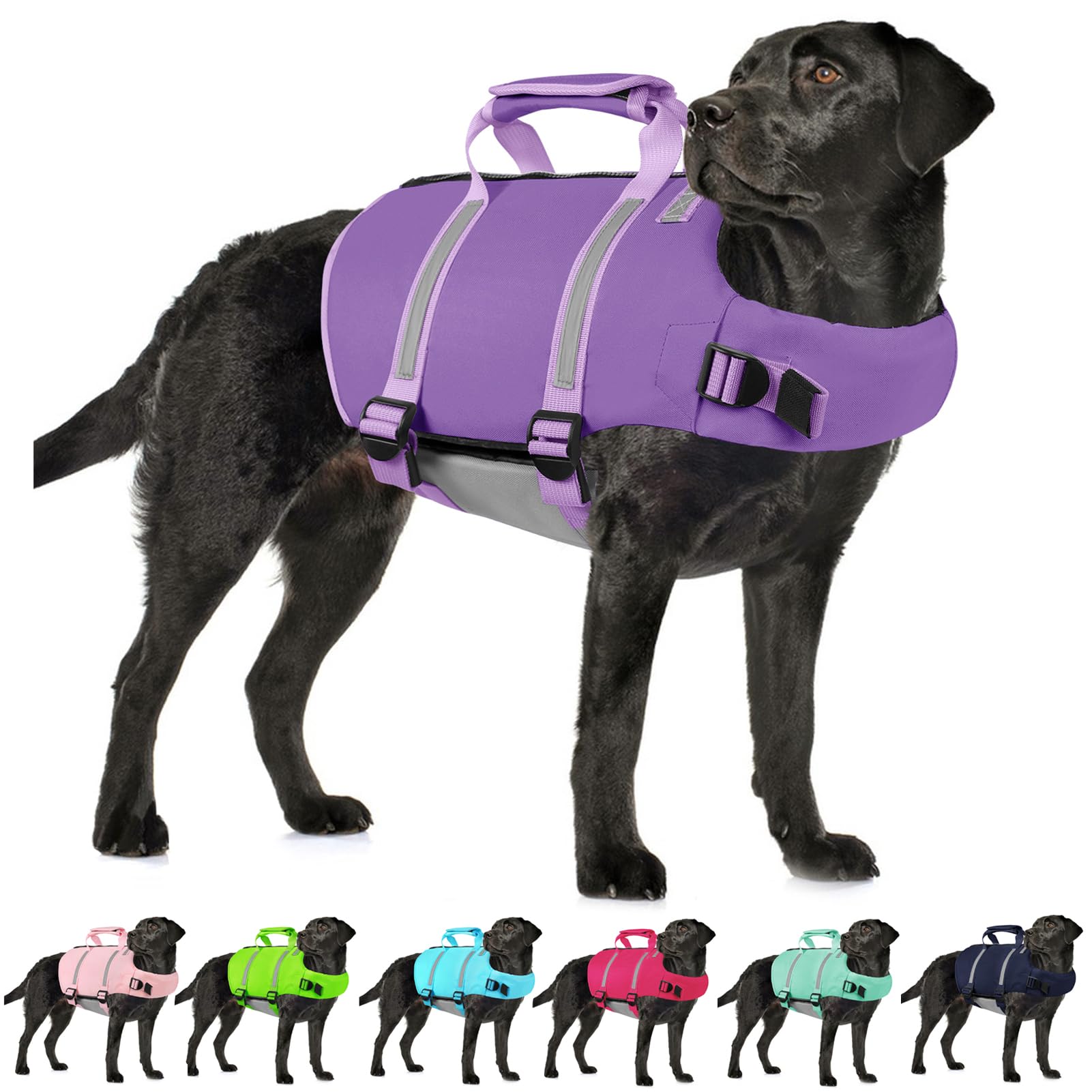 Photo 1 of AOFITEE Dog Life Jacket High Flotation, Dog Life Vest for Swimming, Reflective Medium Dog Swimming Vest, Adjustable Dogs Swimsuit Lifesaver with Zipper and Rescue Handle for Small Medium Large Dogs