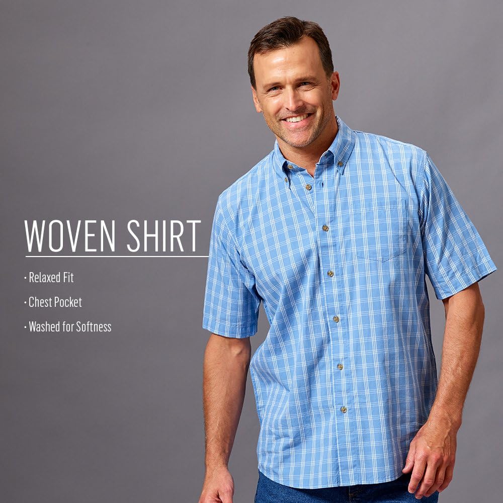Wrangler Authentics Men’s Short Sleeve Plaid Woven Shirt at  Men’s Clothing store