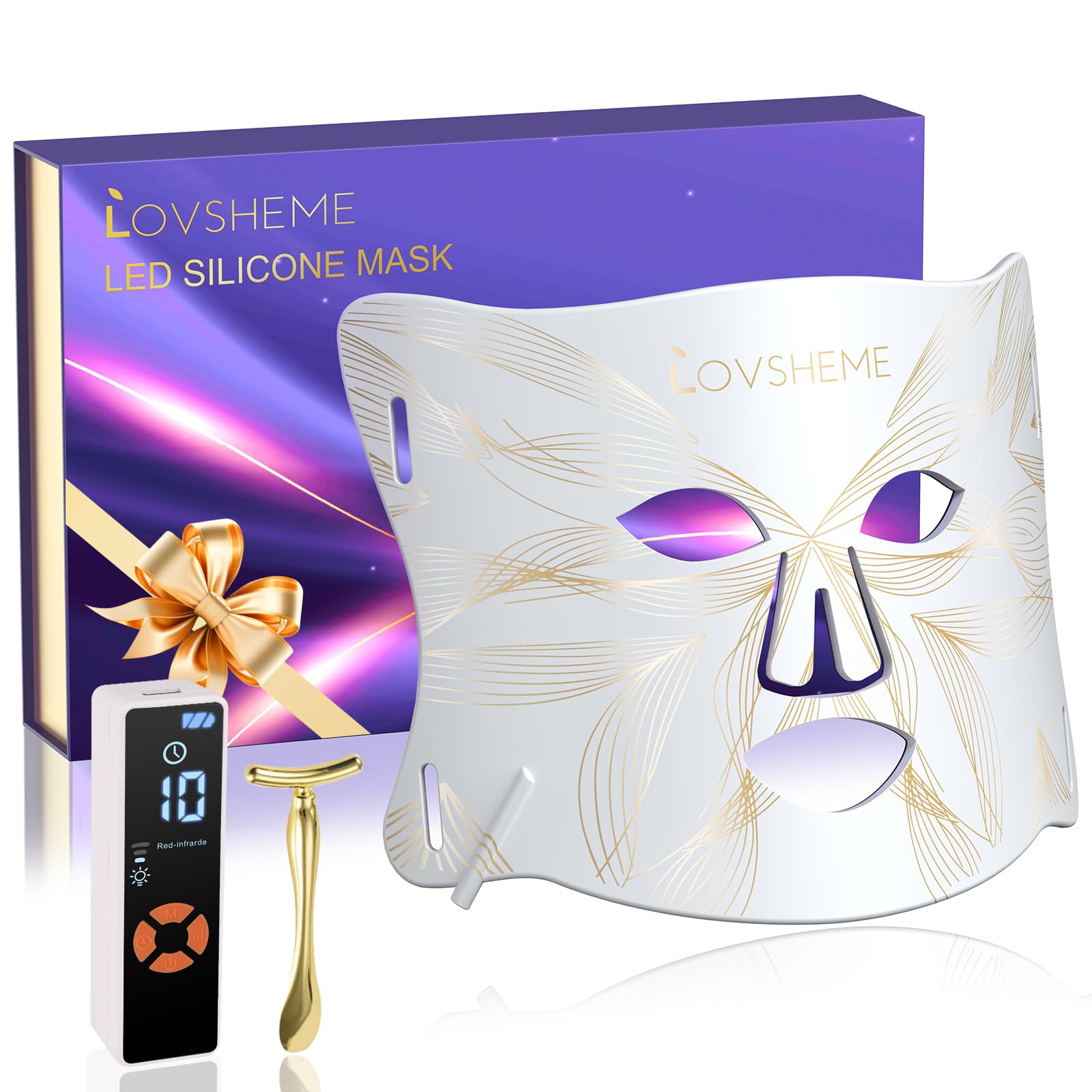 Photo 1 of Lovsheme Red Light Therapy for Face, LED Face Mask Light Therapy, Red Light Therapy Mask for Acne, Wrinkles and Skin Rejuvenation, 320 LEDS, 3 Modes, 10-Min Auto Off, Eye Protection Included