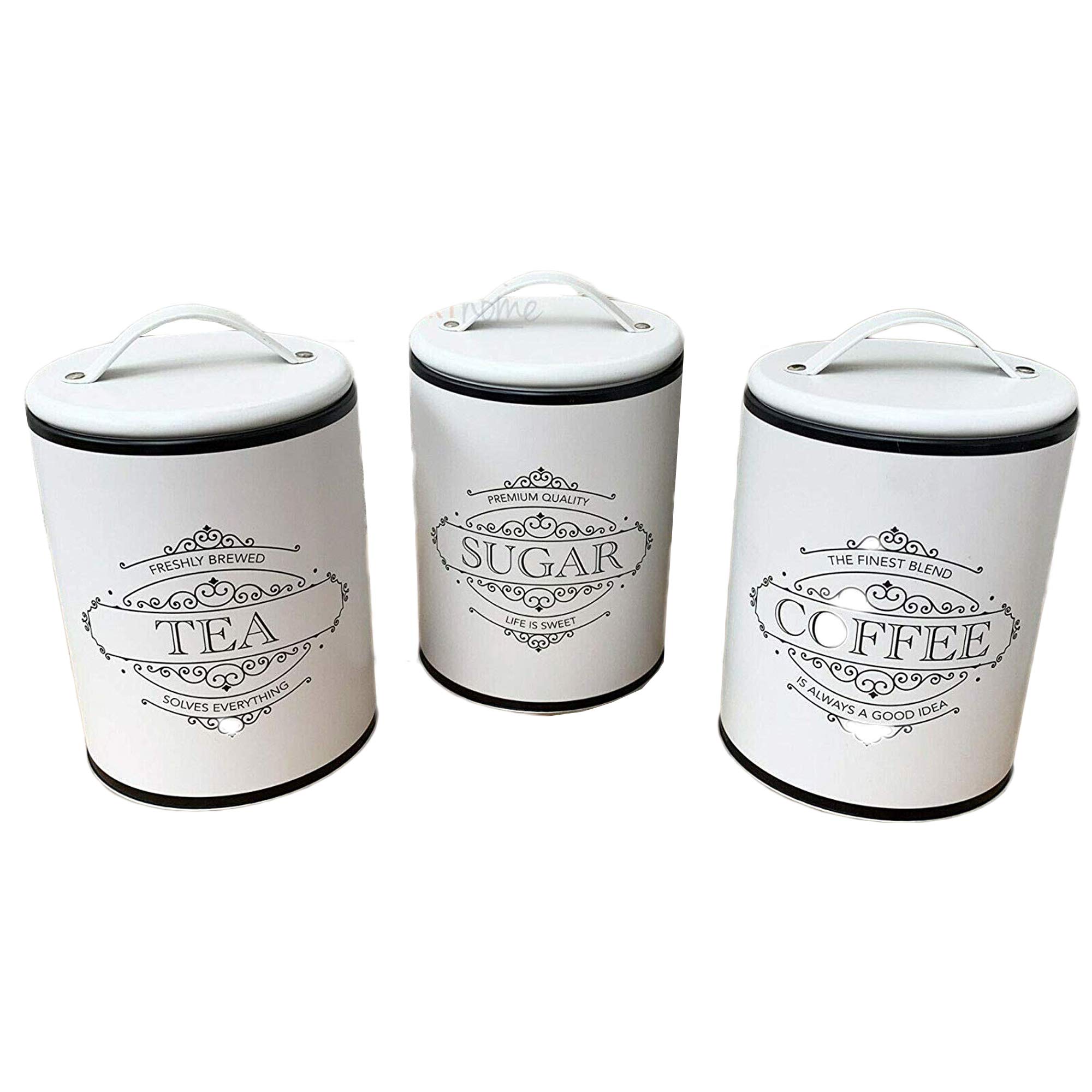 S 3 White Tea Coffee Sugar Kitchen Storage Holder Canister Container Jar Tins Buy Online In Angola At Angola Desertcart Com Productid 171531771