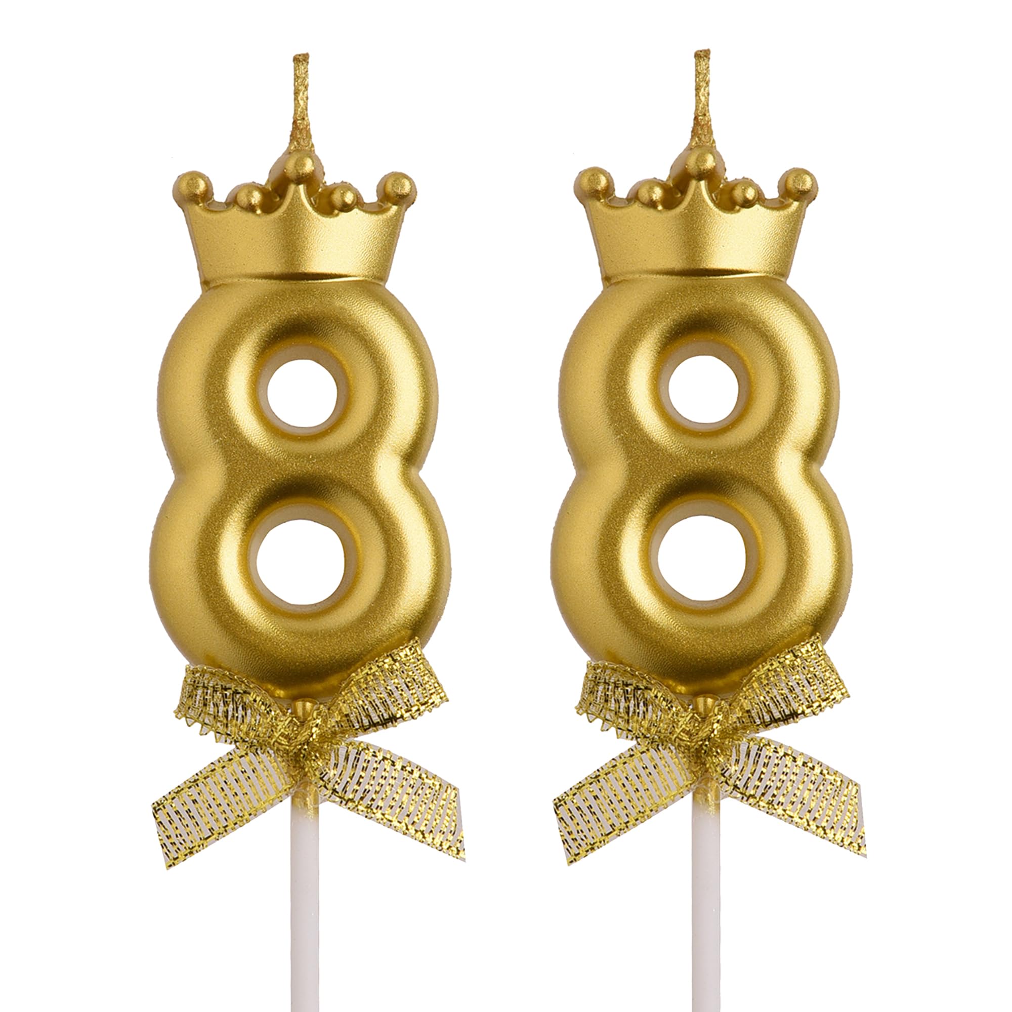 Photo 1 of AOOLADA 88th Birthday Candles, Gold 88 Year Old Number Birthday Candles, Happy Birthday Cake Topper Gifts Party Decorations for Men Women