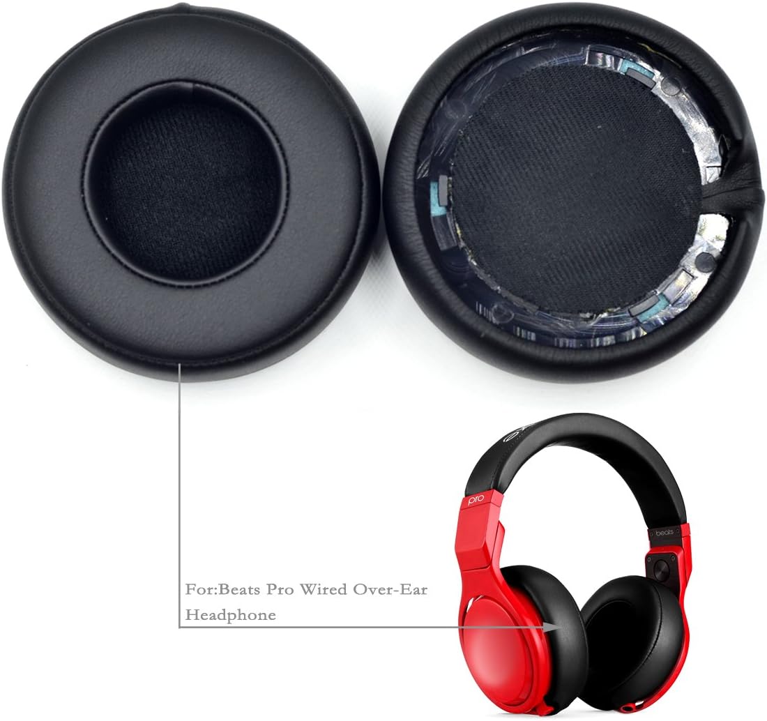 Replacement Ear Pads for Monster Beats by Dr. Dre Pro Detox Headphone Ear Pad/Ear Cushion/Ear Cups/Ear Cover/Earpads Repair Parts (Black)
