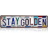 CHCdecor Vintage Stay Golden Street Sign Wall Decor Metal Tin Signs for Bar Home Bedroom Garage,16x4 Inch Aluminium