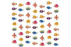 Sinload 8 Pieces Under The Sea Party Decorations Tropical Fish Garlands Ocean Fish Paper Cutouts Hawaii Hanging Banner Decor for Summer Underwater Theme Birthday Baby Shower Party Supplies