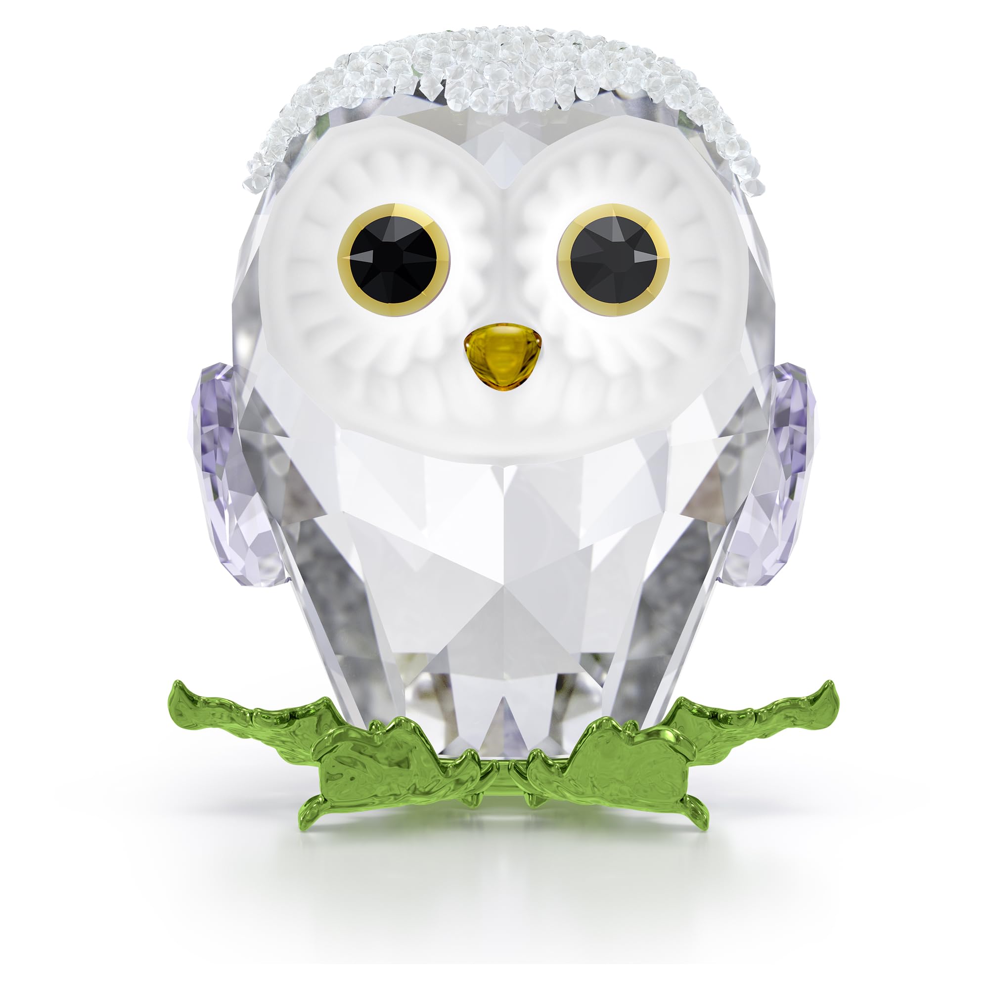 Swarovski Idyllia Baby Owl Figurine, Clear Crystals and Crystal Rocks with Lacquered Metal Accents, Part of the Idyllia Collection
