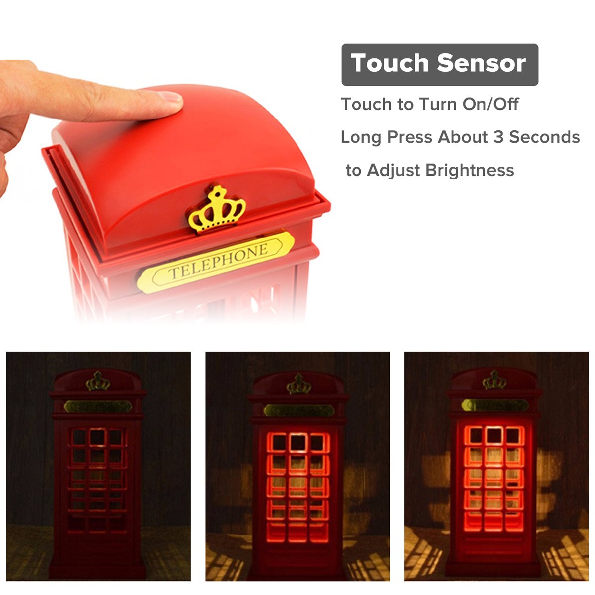 MECO Phone Box Night Light Touch Dimmable Bedside Lamp Night Lamp for Bedroom Decor Kid\'s Gift (Not Included Batteries)