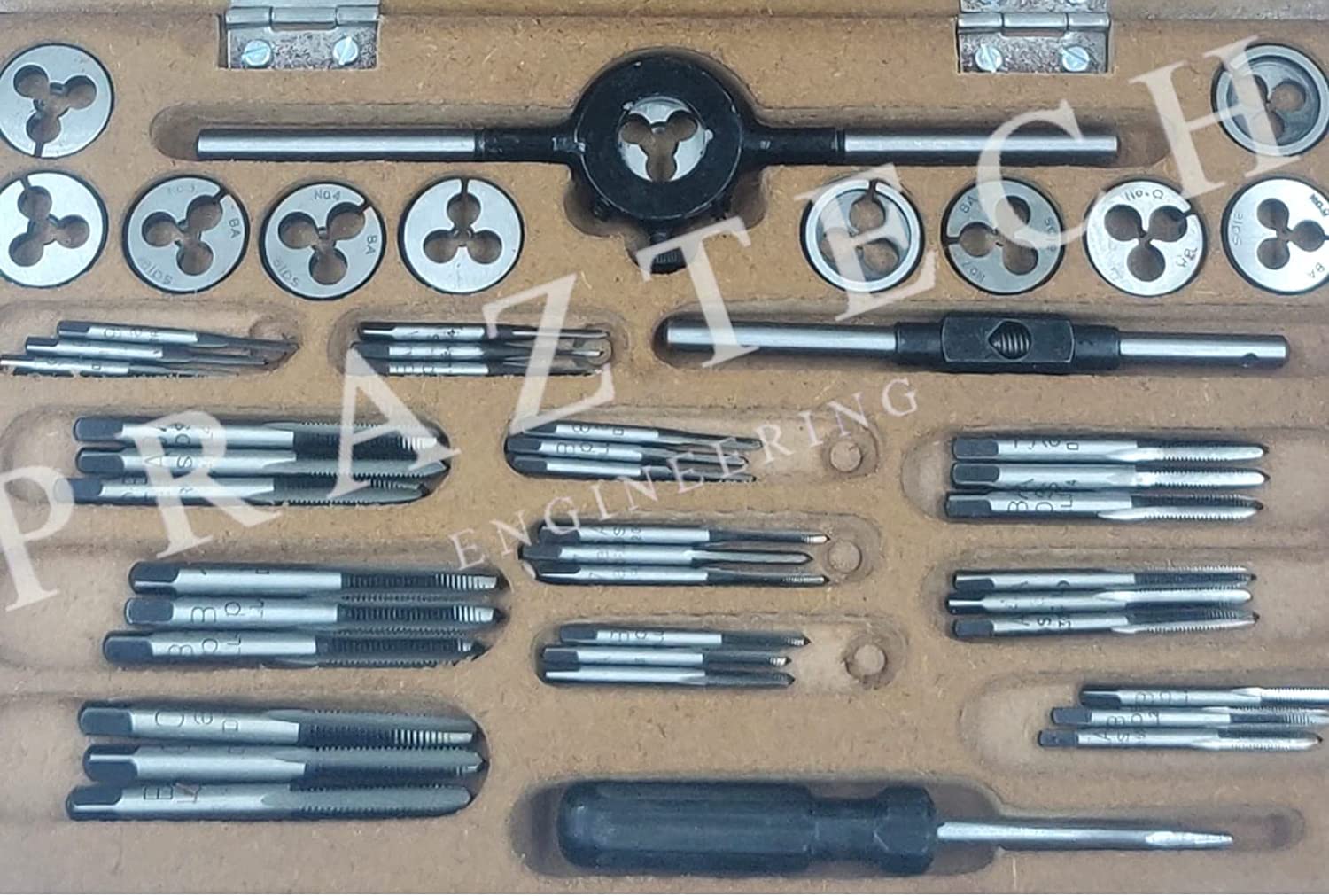 PRAZTECH® Complete TAP and DIE Set 0-10 BA TAP Wrench DIE Stock (Wooden Boxed)