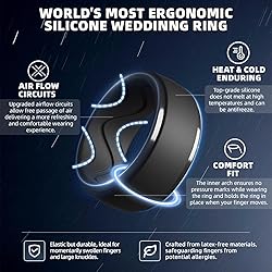 Egnaro Men's Silicone Rings 10mm Wide 2.5mm