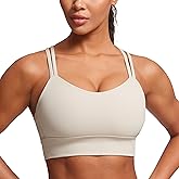 CRZ YOGA Softness Mold Butterluxe Strappy Longline Sports Bras for Women - Double Spaghetti Strap Workout Yoga Crop Top
