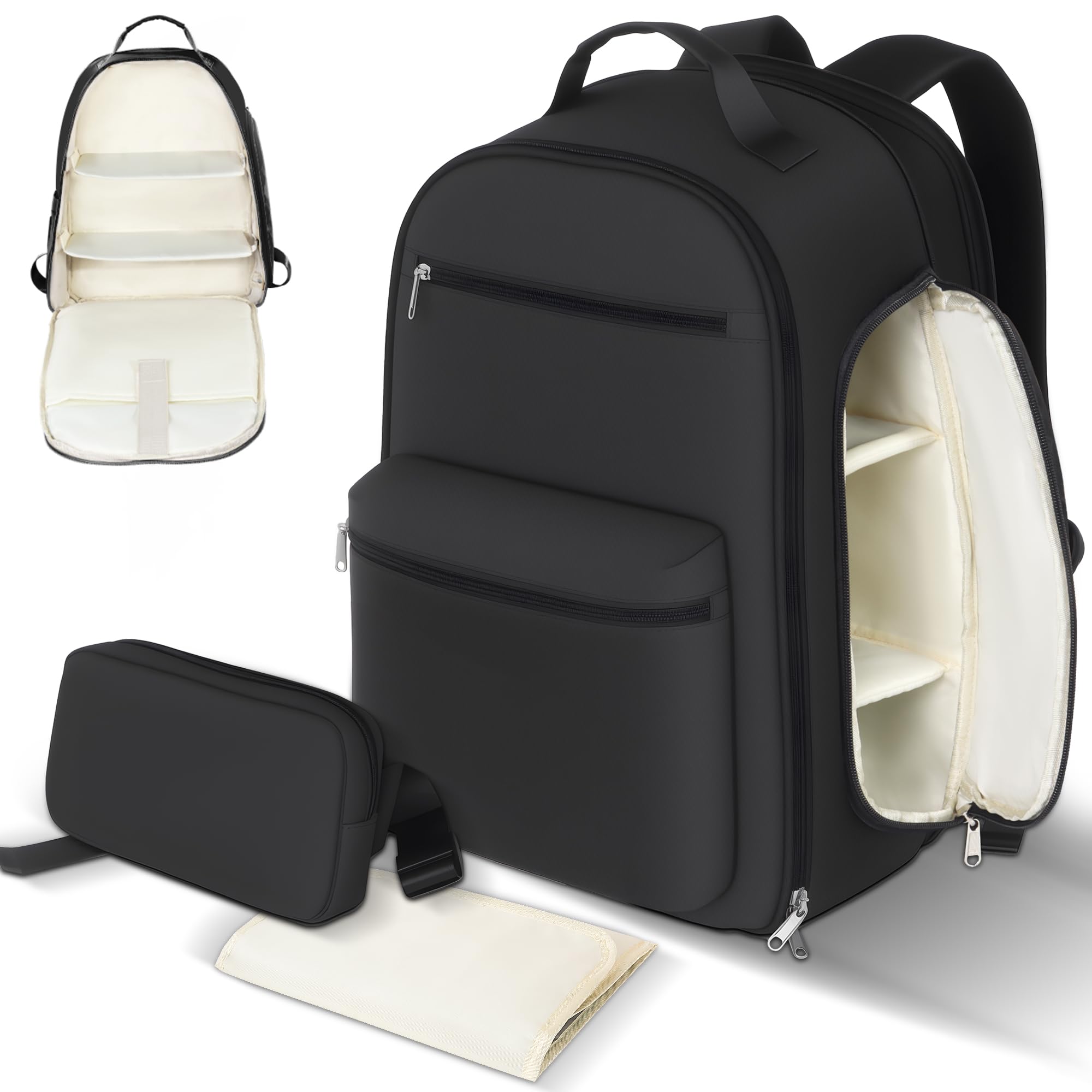 Photo 1 of HOMIGLAM Diaper Bag Backpack with Changing Pad & Waist Bag, Large Diaper Bag Expandable for 2 Kids/Twins, Scientific Partition | Portable Side Access, Lightweight Travel Diaper Backpack for Mom Dad