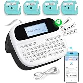Label Maker Machine with Tapes, Rechargeable Label Maker Waterproof-Labels | Keyboard &amp; APP, Backlight LCD, Bluetooth Inkless Labeler Machine, VolenGo M950 Label Printer for Home Office School Use