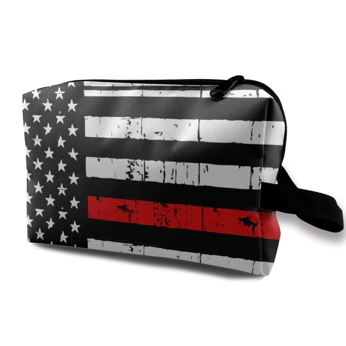 Firefighter Red Line Flag Makeup Bag Pouch Purse Cosmetic Organizer for Women