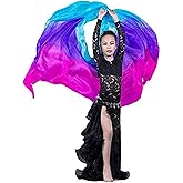 Aumulen 8mm Girls Hand-Made Belly Dance Silk Scarf Veils Gradual Colors