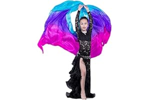 Aumulen 8mm Girls Hand-Made Belly Dance Silk Scarf Veils Gradual Colors
