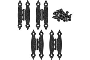 Murtenze 4 Pack 3.5 Inch Black Antique H Hinge Cold Rolled Steel Cabinet Hinge Flat Flush Mount Door Hinges Decorative Hinges for Cabinet Drawer Jewelry Box
